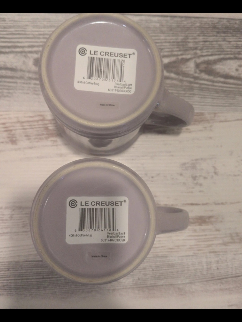 2 Le Creuset 14 Ounce Pearlized Light Bluebell Purple Vancouver Mugs - Picture 2 of 6